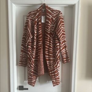 NWT Nine West Brown and White Zebra Print Cardigan
